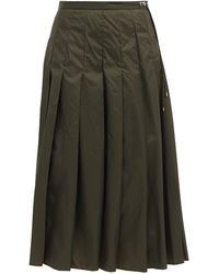 Moncler Jupe midi plissée en tissu technique - Vert