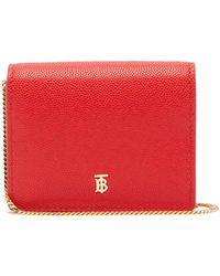 Burberry Jessie Leather Card Case With Chain - Red