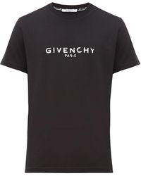 Givenchy Distressed-logo Cotton T-shirt - Black