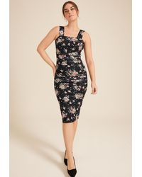 maurices - Bare Ruched Square Neck Midi Dress - Lyst