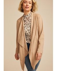maurices - Faux Suede Waterfall Cardigan - Lyst