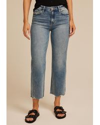 Flying Monkey - High Rise Fray Hem Wide Leg Jeans - Lyst