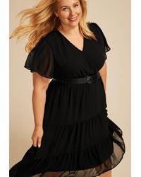 maurices - Plus Size Surplice Tiered Midi Dress - Lyst