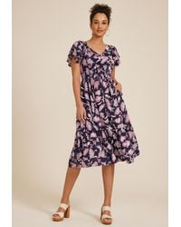 maurices - Flutter Smocked Midi Dress - Lyst