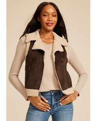 maurices - Faux Suede Bonded Shearling Vest - Lyst