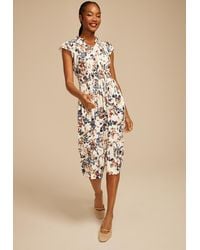 maurices - Smocked Tiered Floral Print Midi Dress - Lyst