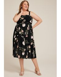 maurices - Plus Size Bare Ruched Square Neck Midi Dress - Lyst