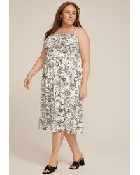maurices - Plus Size Bare Ruched Square Neck Midi Dress - Lyst