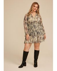 maurices - Plus Size Metallic Floral Tiered Mini Dress - Lyst