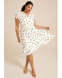 maurices - Plus Size Flutter Sleeve V Neck Midi Dress - Lyst