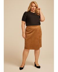 maurices - Plus Size Faux Suede Midi Wrap Skirt - Lyst