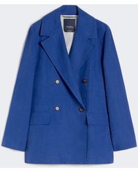 Max Mara - Double-Breasted Linen Canvas Jacket - Lyst