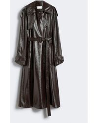 Max Mara - Long Trench Coat With Patent Leather Effect - Lyst