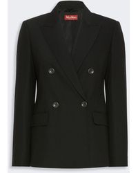 Max Mara - Blazer Con Cierre Cruzado De Doble Botón De Sarga De Lana - Lyst