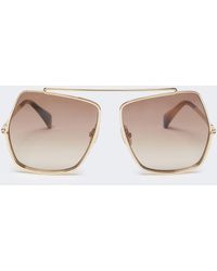 Max Mara - Eckige Sonnenbrille Mit Metallfassung - Lyst
