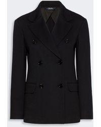 Max Mara - Double-Breasted Wool And Cotton Micro-Piqué Jacket - Lyst