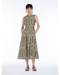 Max Mara - Printed Cotton Dress With Belt - Lyst