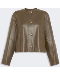 Max Mara - Nappa Leather Crew-Neck Jacket - Lyst