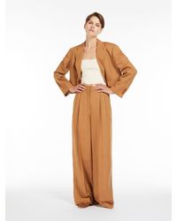 Max Mara - Viscose And Linen Trousers - Lyst