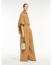 Max Mara - Wide Trousers In Silk And Linen - Lyst