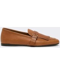 Max Mara - Loafer Aus Leder Mit Fransen - Lyst