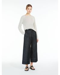 Max Mara - Wide-fit Denim-look Linen Trousers - Lyst
