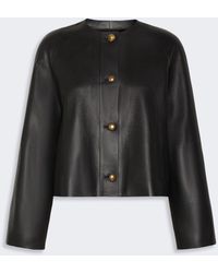 Max Mara - Nappa Leather Crew-Neck Jacket - Lyst