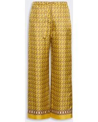 Max Mara - Printed Silk Twill Trousers With Drawstring - Lyst