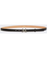 Max Mara - Leather Belt With Monogram Buckle - Lyst