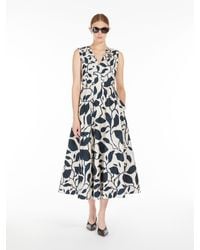 Max Mara - Printed Cotton Sleeveless Dress - Lyst