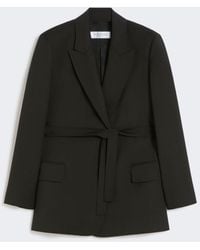Max Mara - Belted Woollen Cloth Blazer - Lyst