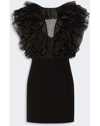 Max Mara - Vestido Corto De Seda Y Cady - Lyst