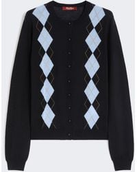 Max Mara - Cardigan Aus Wolle Und Seide Mit Argyle-Muster - Lyst