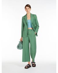 Max Mara - Cotton And Linen Canvas Trousers - Lyst