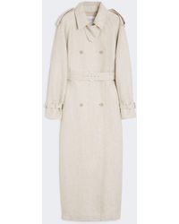 Max Mara - Pure Linen Drill Double-Breasted Duster Coat - Lyst
