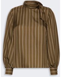 Max Mara - Gestreifte Bluse Aus Bedruckter Seide - Lyst