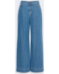 Max Mara - Cotton Denim Wide-Leg Jeans - Lyst