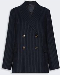 Max Mara - Chaqueta De Lana Con Motivo De Raya Diplomática Y Cierre Cruzado De Doble Botón - Lyst