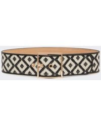 Max Mara - Raffia-Effect Wide Fabric Belt - Lyst