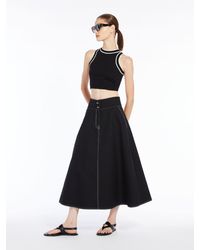 Max Mara - Flared Skirt In Cotton And Linen - Lyst