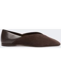 Max Mara - Split Leather And Nappa Leather Ballet Flats - Lyst