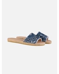 MC2 Saint Barth - Denim Luz Espadrilla Slides With Bandana Print Shoe - Lyst
