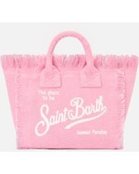MC2 Saint Barth - Solid Color Linen Vanity Mini Bag With Removable Strap - Lyst