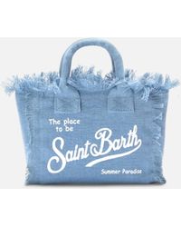MC2 Saint Barth - Solid Color Linen Vanity Mini Bag With Removable Strap - Lyst
