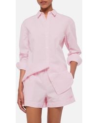 MC2 Saint Barth - Brigitte Striped-Print Seersucker Shirt With Saint Barth Embroidery - Lyst
