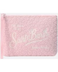 MC2 Saint Barth - Aline Terry-Effect Pouch With Embossed Leopard Pattern - Lyst