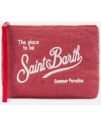 MC2 Saint Barth - Aline Brick Solid Color Linen Pouch - Lyst