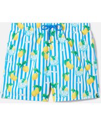 MC2 Saint Barth - Gustavia Striped Swim Shorts With Gin Tonic And Lemon Print Swimshort - Lyst
