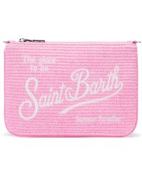 MC2 Saint Barth - Pochette Parisienne Effetto Paglia Con Logo Ricamato - Lyst