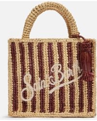 MC2 Saint Barth - Mini Vanity Raffia-Tasche Mit Streifendruck - Lyst